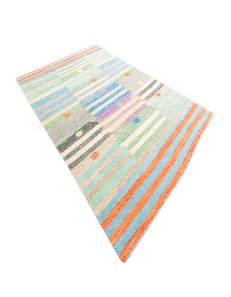 Detail image of 6' 7 x 9' 8 Hand Woven Kilim Modern Wool Rug