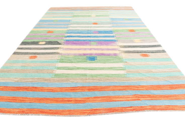 Detail image of 6' 7 x 9' 8 Hand Woven Kilim Modern Wool Rug