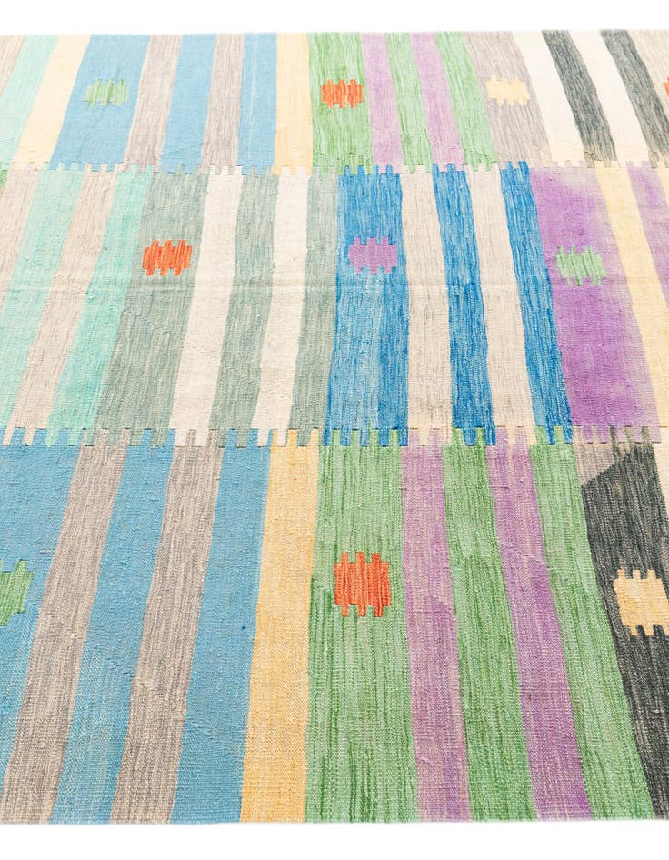 Detail image of 6' 7 x 9' 8 Hand Woven Kilim Modern Wool Rug
