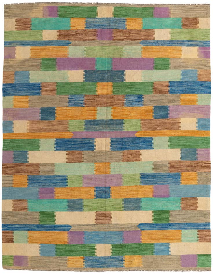 Detail image of 6' 7 x 9' 8 Hand Woven Kilim Modern Wool Rug