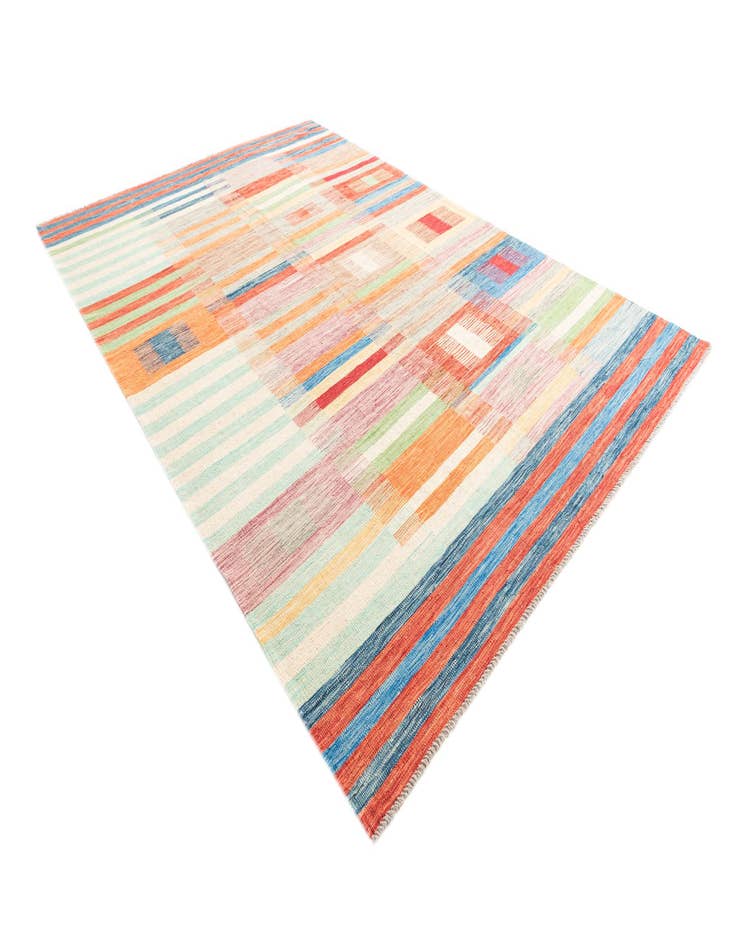 Detail image of 6' 8 x 9' 10  Hand Woven Kilim Modern Wool Rug