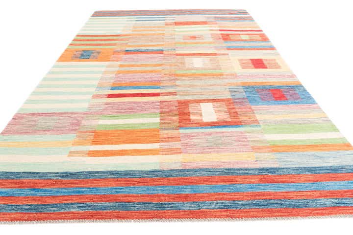 6' 8 x 9' 10 Hand Woven Kilim Modern Wool Rug