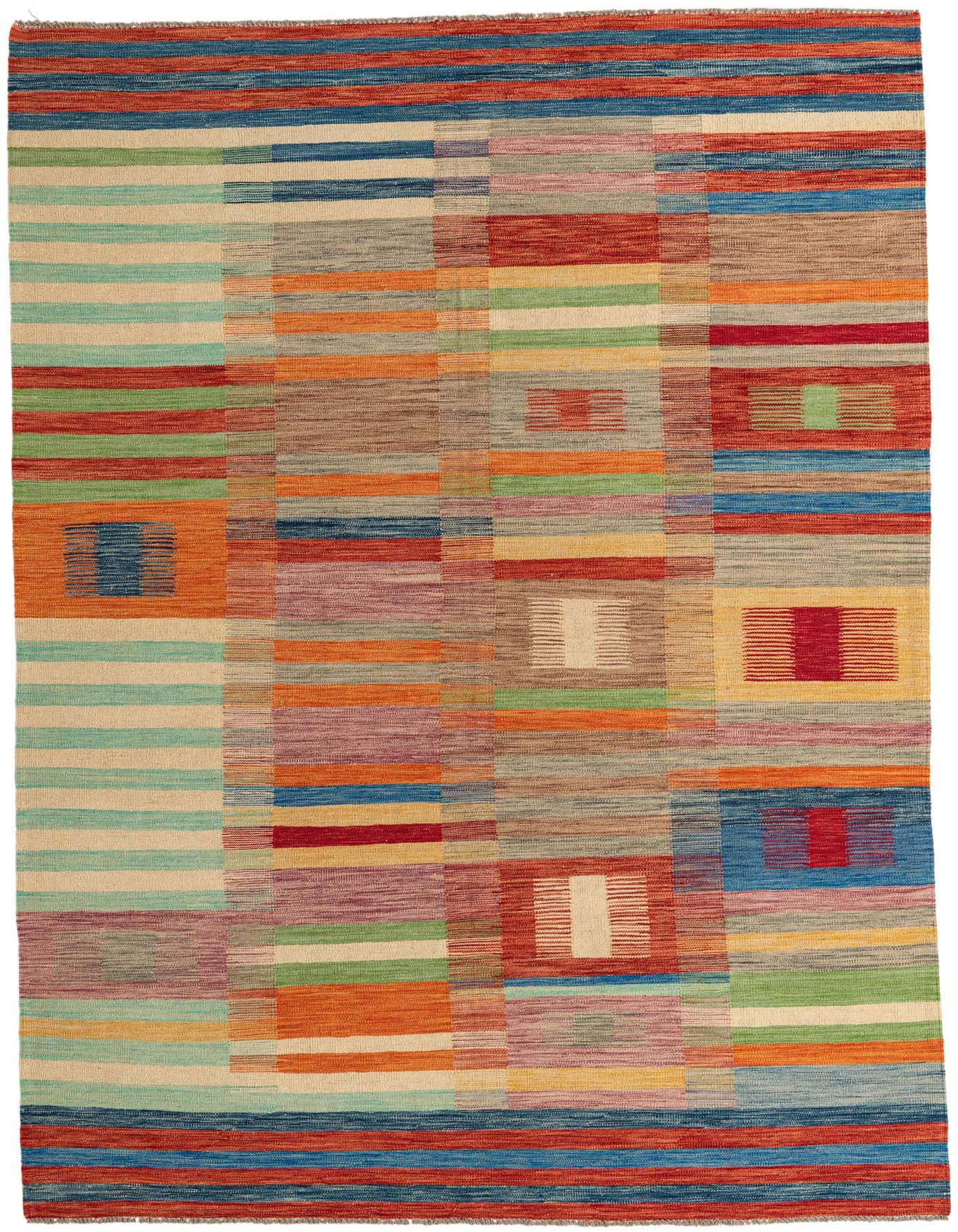 6' 8 x 9' 10 Hand Woven Kilim Modern Wool Rug