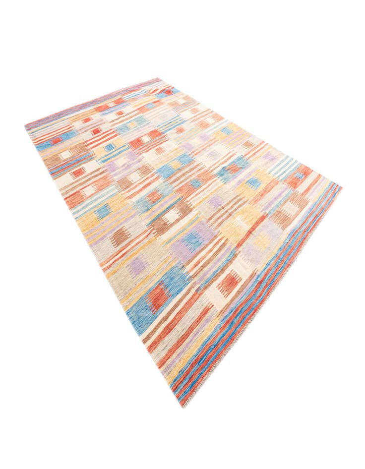 Detail image of 6' 8 x 9' 7  Hand Woven Kilim Modern Wool Rug