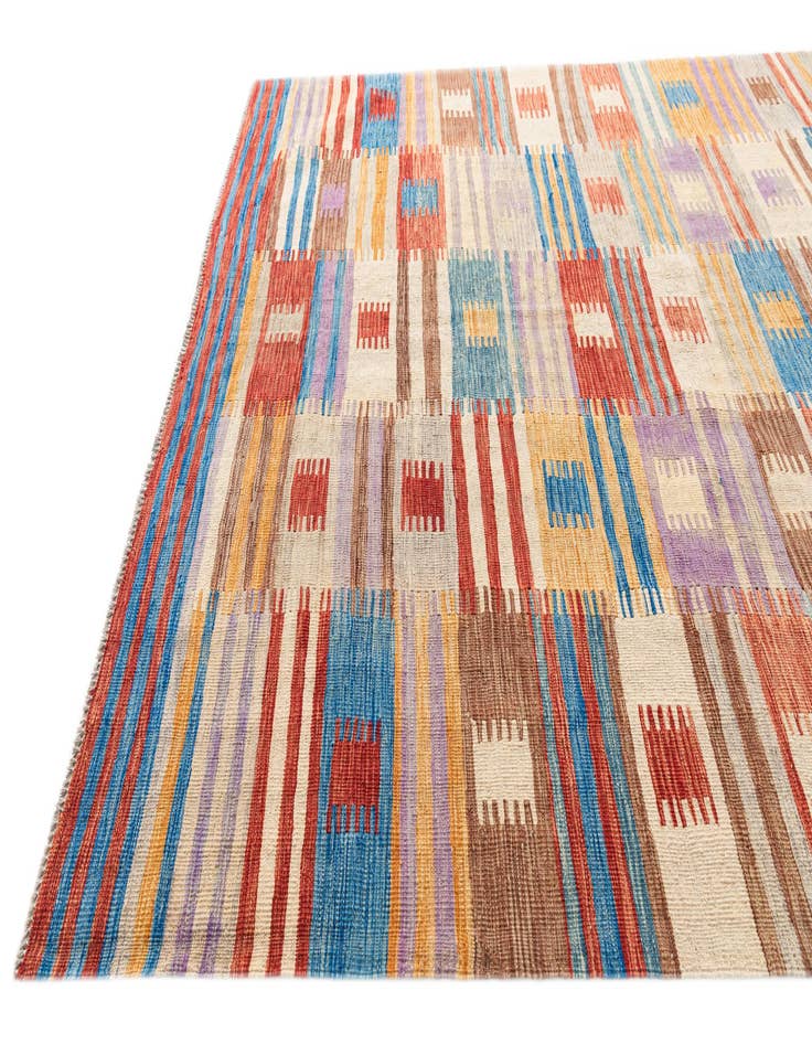 Detail image of 6' 8 x 9' 7  Hand Woven Kilim Modern Wool Rug