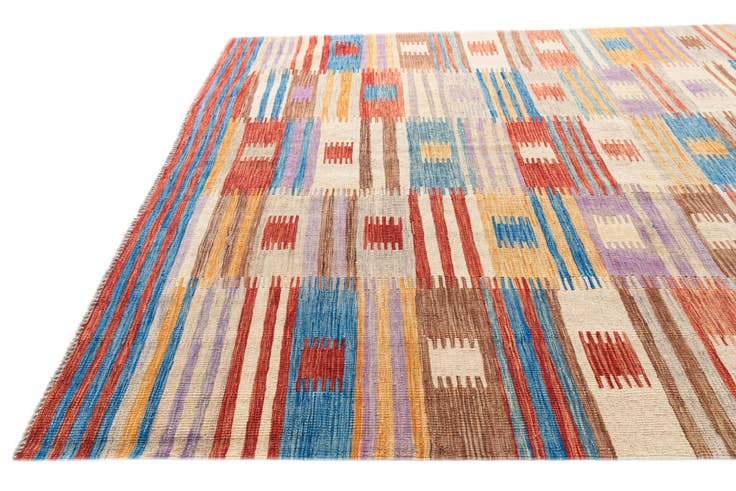 Detail image of 6' 8 x 9' 7 Hand Woven Kilim Modern Wool Rug