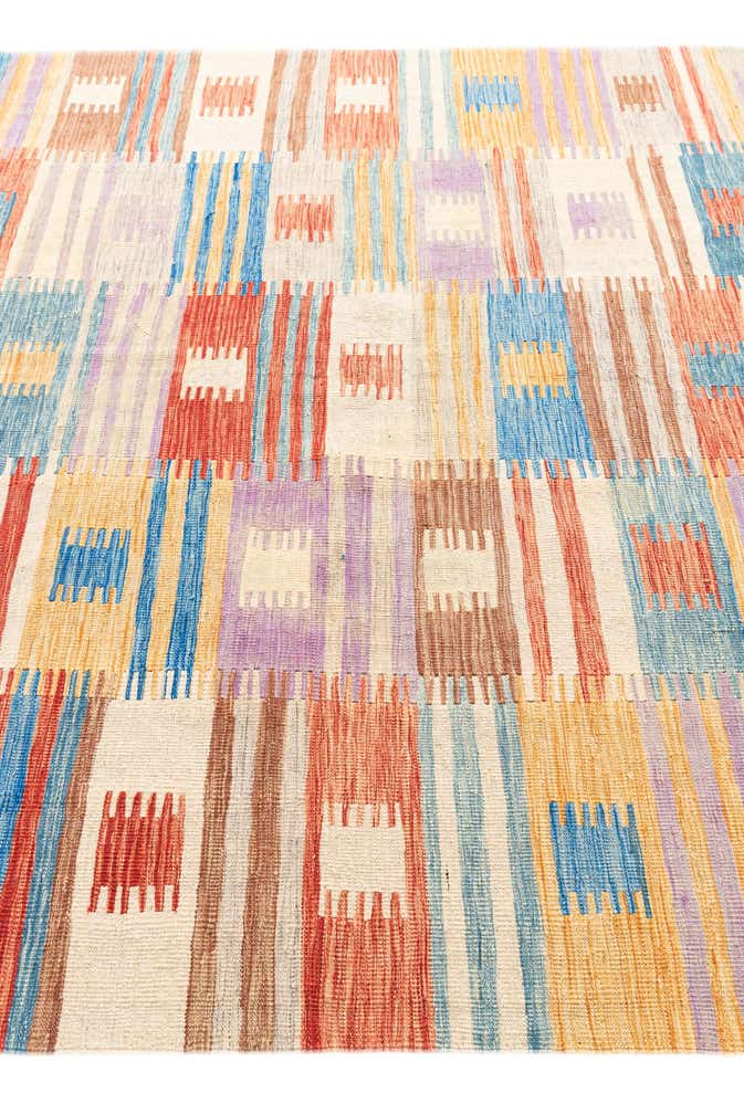 6' 8 x 9' 7 Hand Woven Kilim Modern Wool Rug