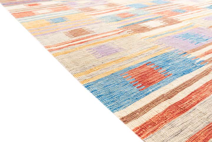 6' 8 x 9' 7 Hand Woven Kilim Modern Wool Rug