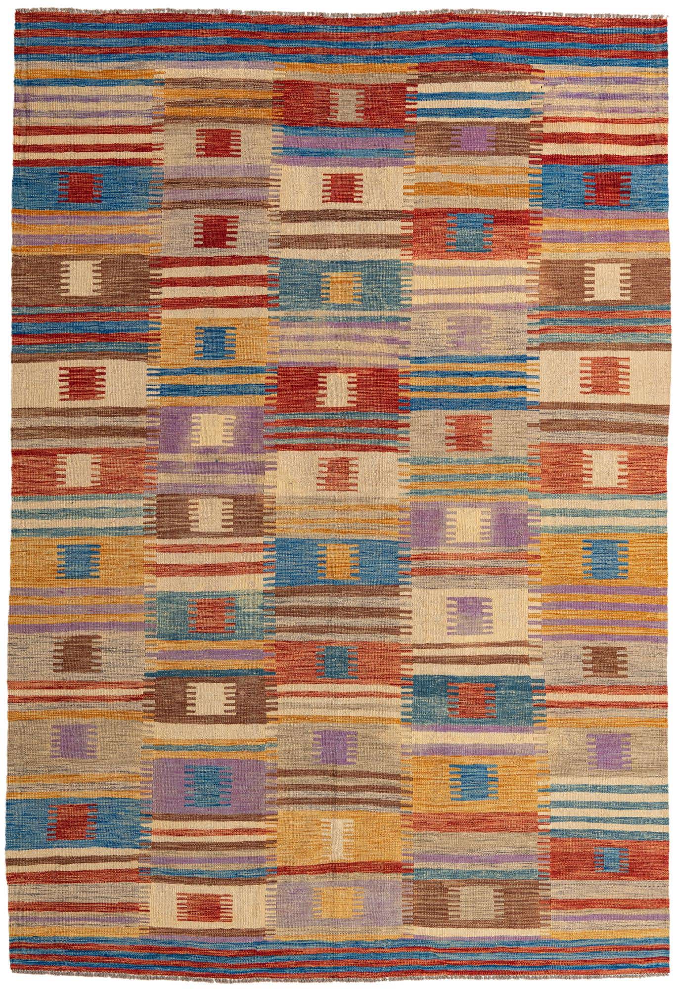6' 8 x 9' 7 Hand Woven Kilim Modern Wool Rug