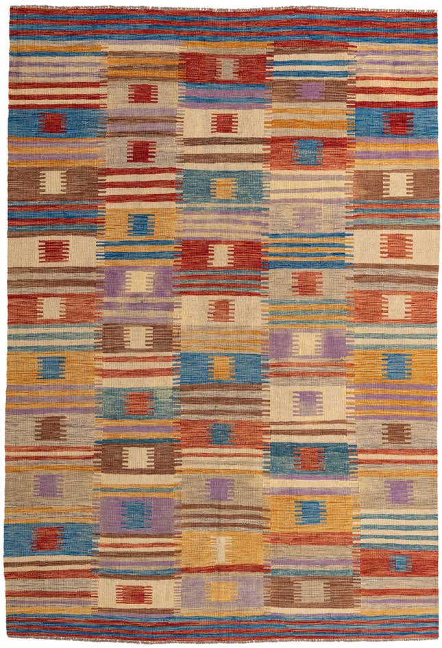 Detail image of 6' 8 x 9' 7 Hand Woven Kilim Modern Wool Rug