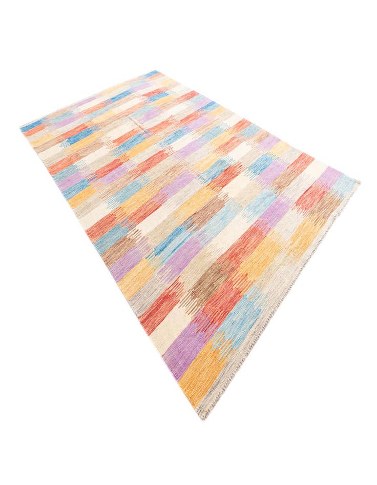 Detail image of 6' 7 x 10'  Hand Woven Kilim Modern Wool Rug