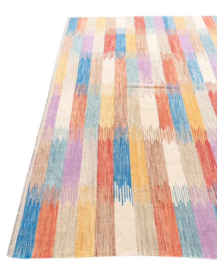 Detail image of 6' 7 x 10'  Hand Woven Kilim Modern Wool Rug