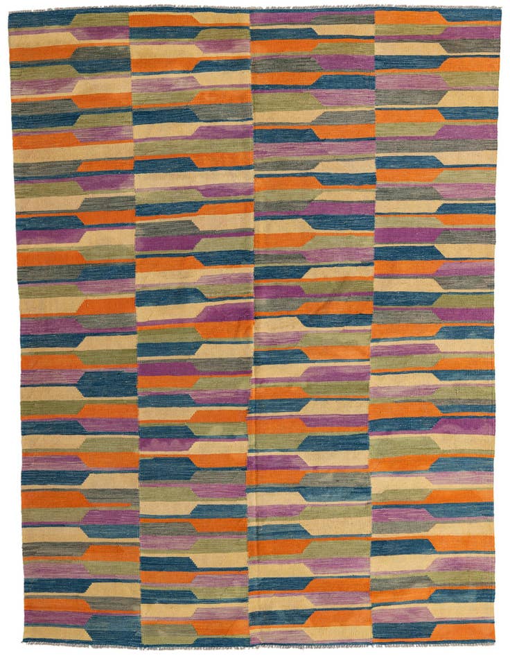 Detail image of 6' 7 x 9' 10 Hand Woven Kilim Modern Wool Rug