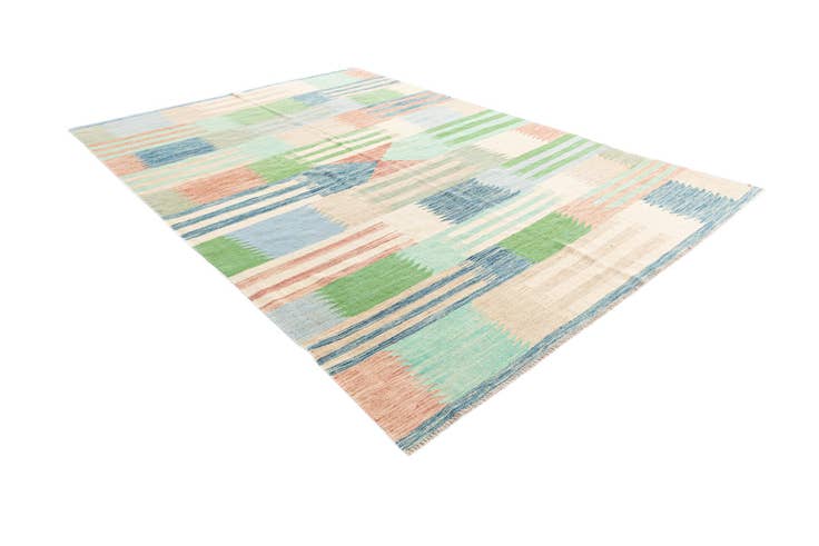 Detail image of 6' 7 x 9' 6 Hand Woven Kilim Modern Wool Rug