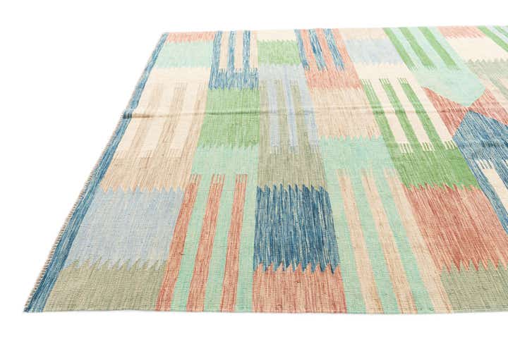 6' 7 x 9' 6 Hand Woven Kilim Modern Wool Rug