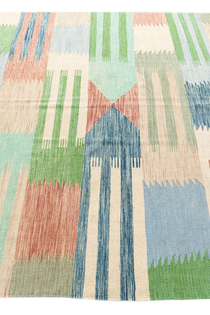 6' 7 x 9' 6 Hand Woven Kilim Modern Wool Rug