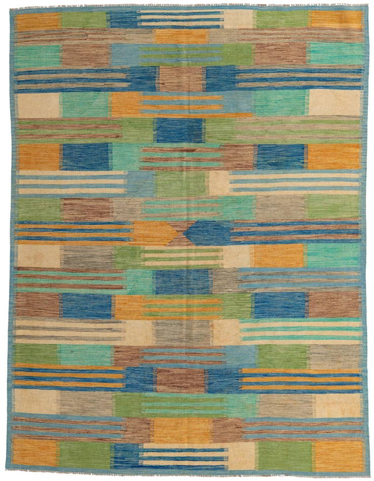 Detail image of 6' 9 x 10' Hand Woven Kilim Modern Wool Rug