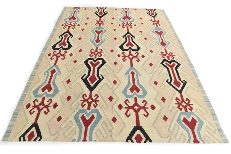 Detail image of 7' 2 x 9' 6 Hand Woven Kilim Modern Wool Rug