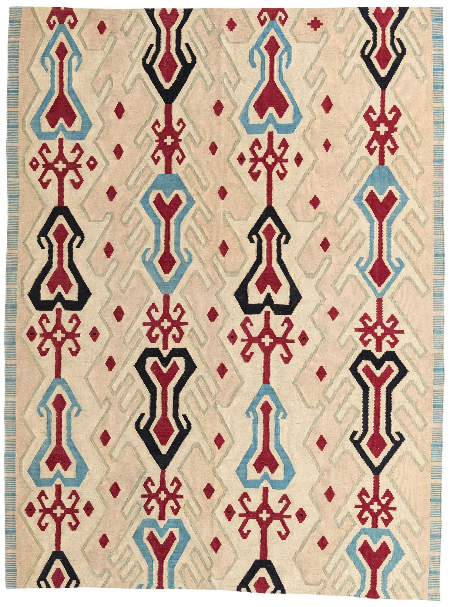 7' 2 x 9' 6 Hand Woven Kilim Modern Wool Rug