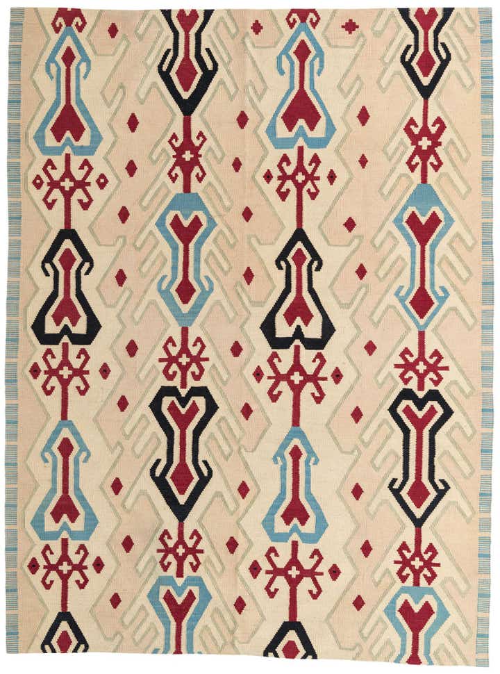 7' 2 x 9' 6 Hand Woven Kilim Modern Wool Rug