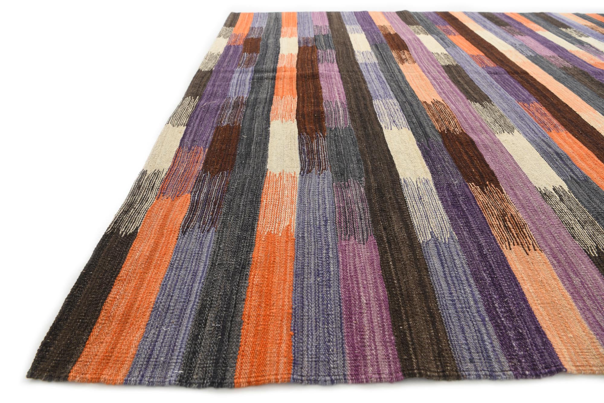 6' 10 x 9' 4 Hand Woven Kilim Modern Wool Rug