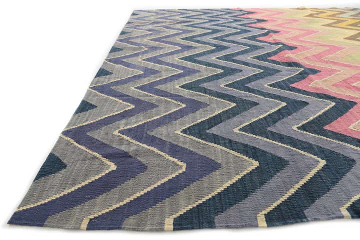 8' 5 x 9' 10 Hand Woven Kilim Modern Wool Rug