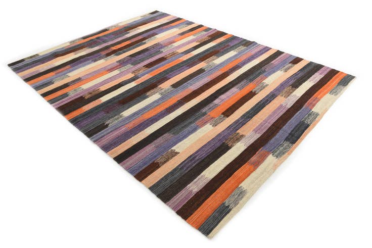 Detail image of 7' x 9' 3 Hand Woven Kilim Modern Wool Rug