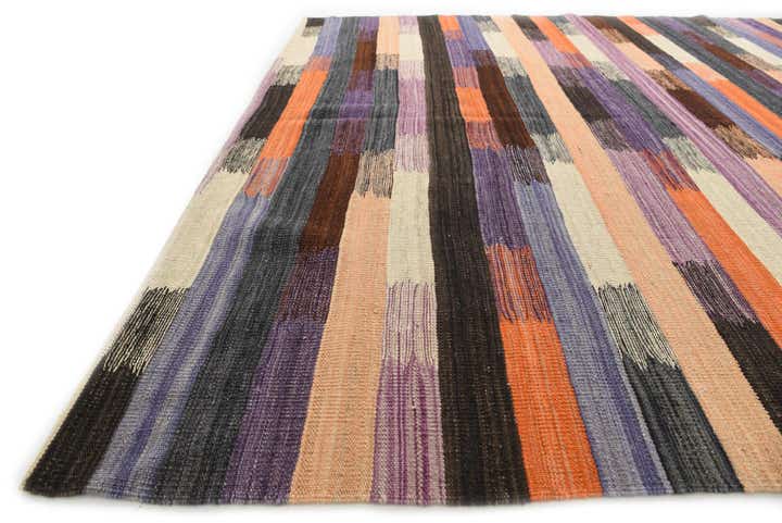 7' x 9' 3 Hand Woven Kilim Modern Wool Rug