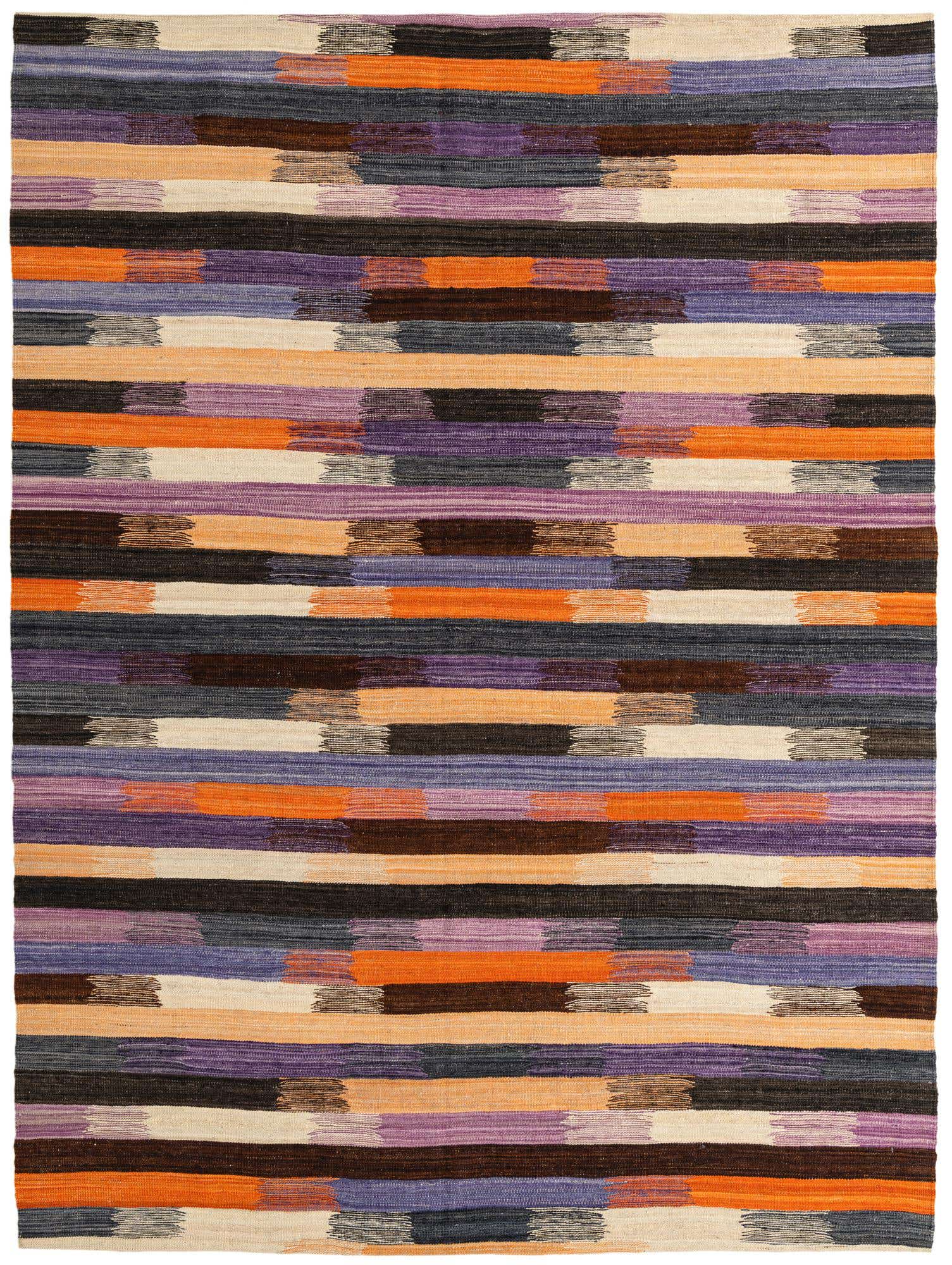 7' x 9' 3 Hand Woven Kilim Modern Wool Rug
