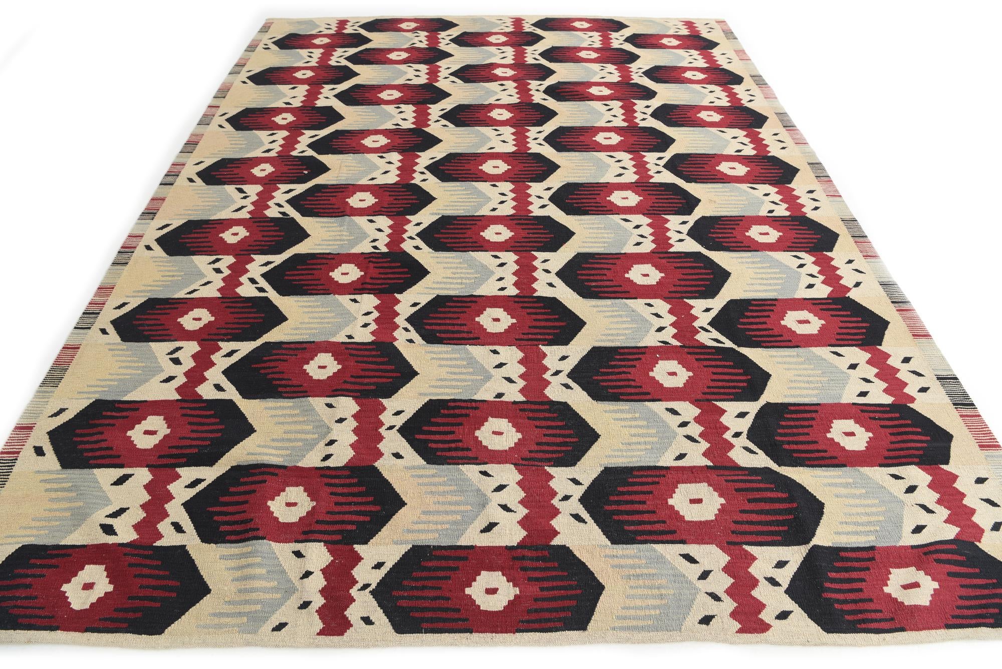 8' 9 x 11' 6 Hand Woven Kilim Modern Wool Rug