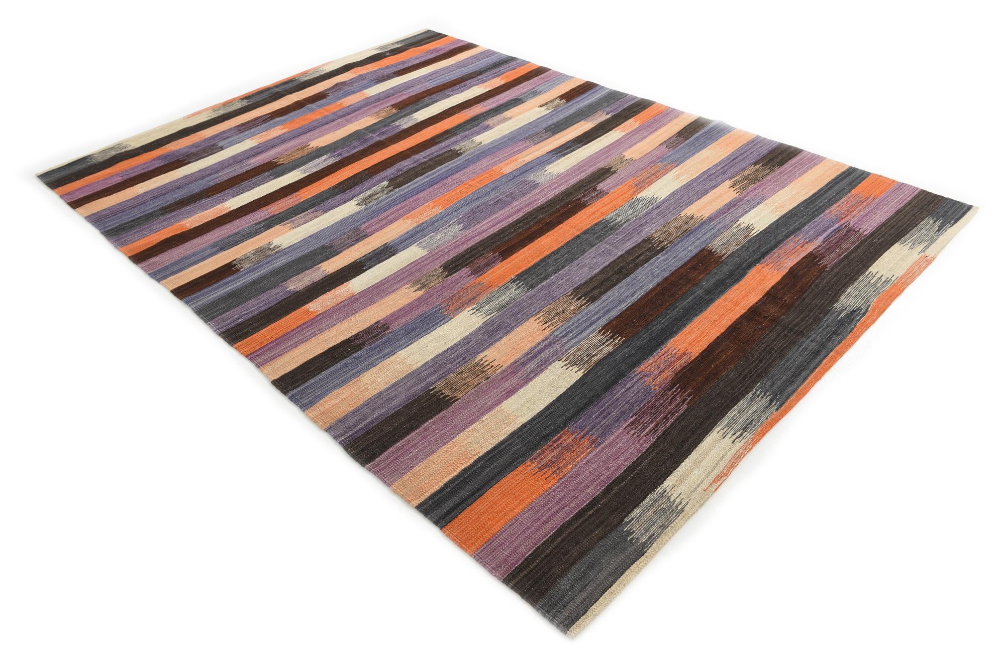 7' x 9' 5 Hand Woven Kilim Modern Wool Rug