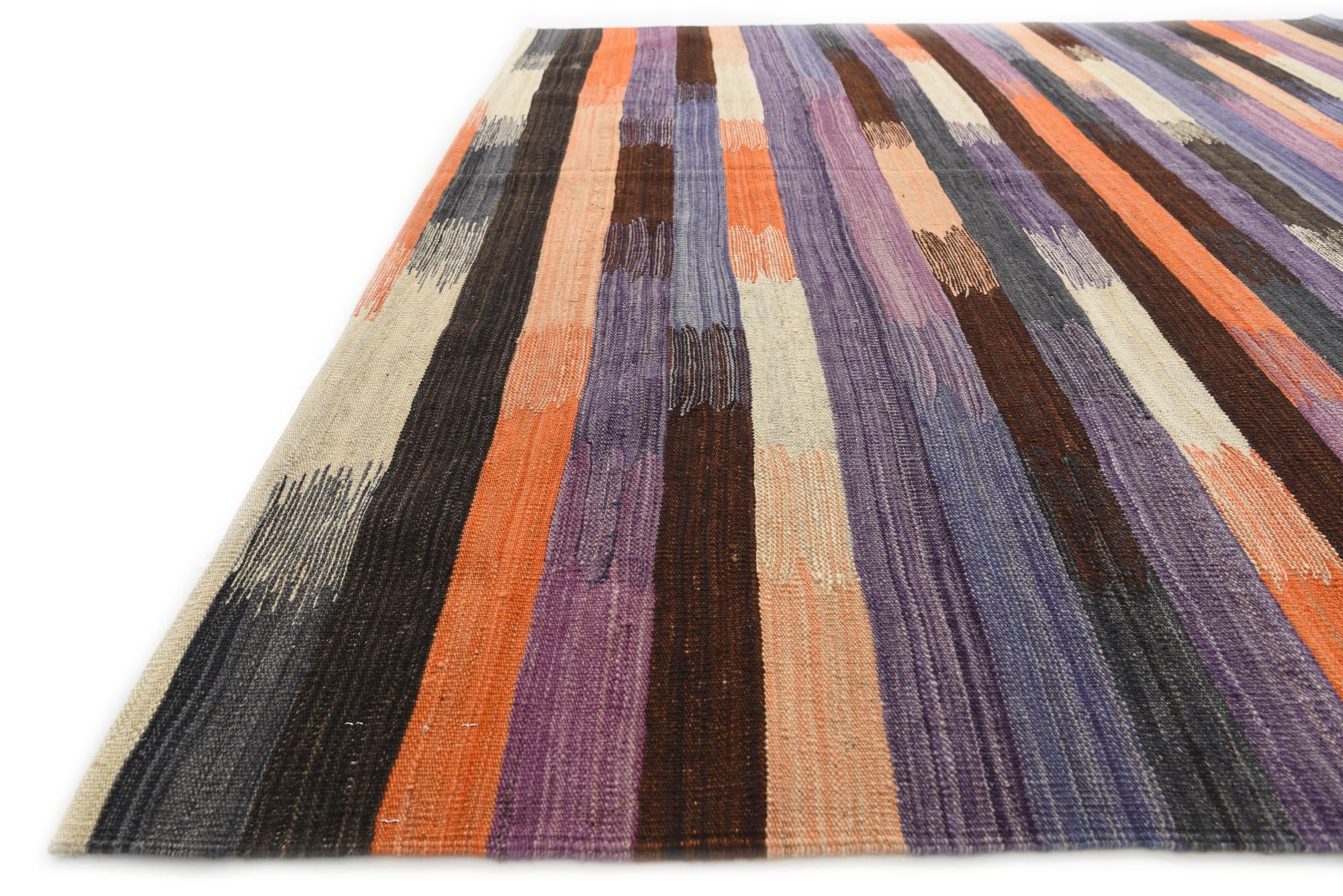 7' x 9' 5 Hand Woven Kilim Modern Wool Rug
