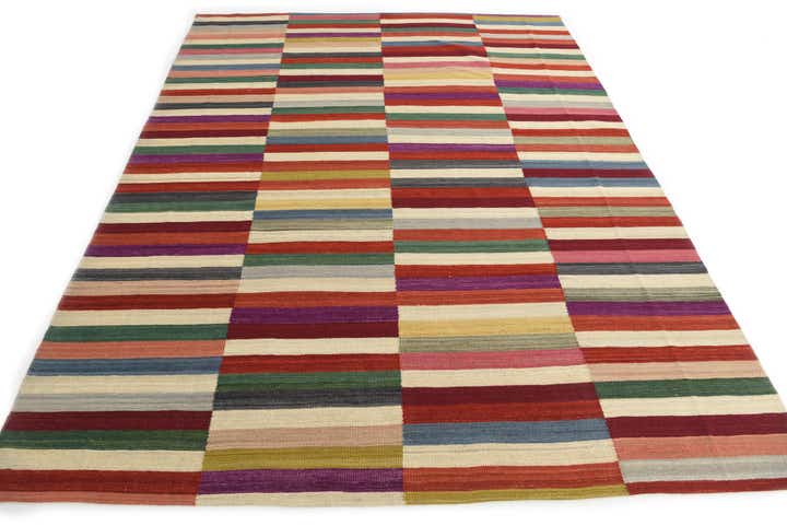 7' 3 x 9' 6 Hand Woven Kilim Modern Wool Rug