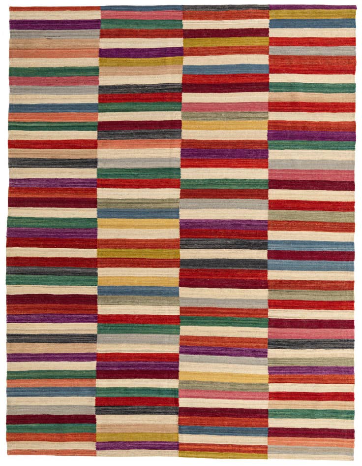Detail image of 7' x 9' 6 Hand Woven Kilim Modern Wool Rug