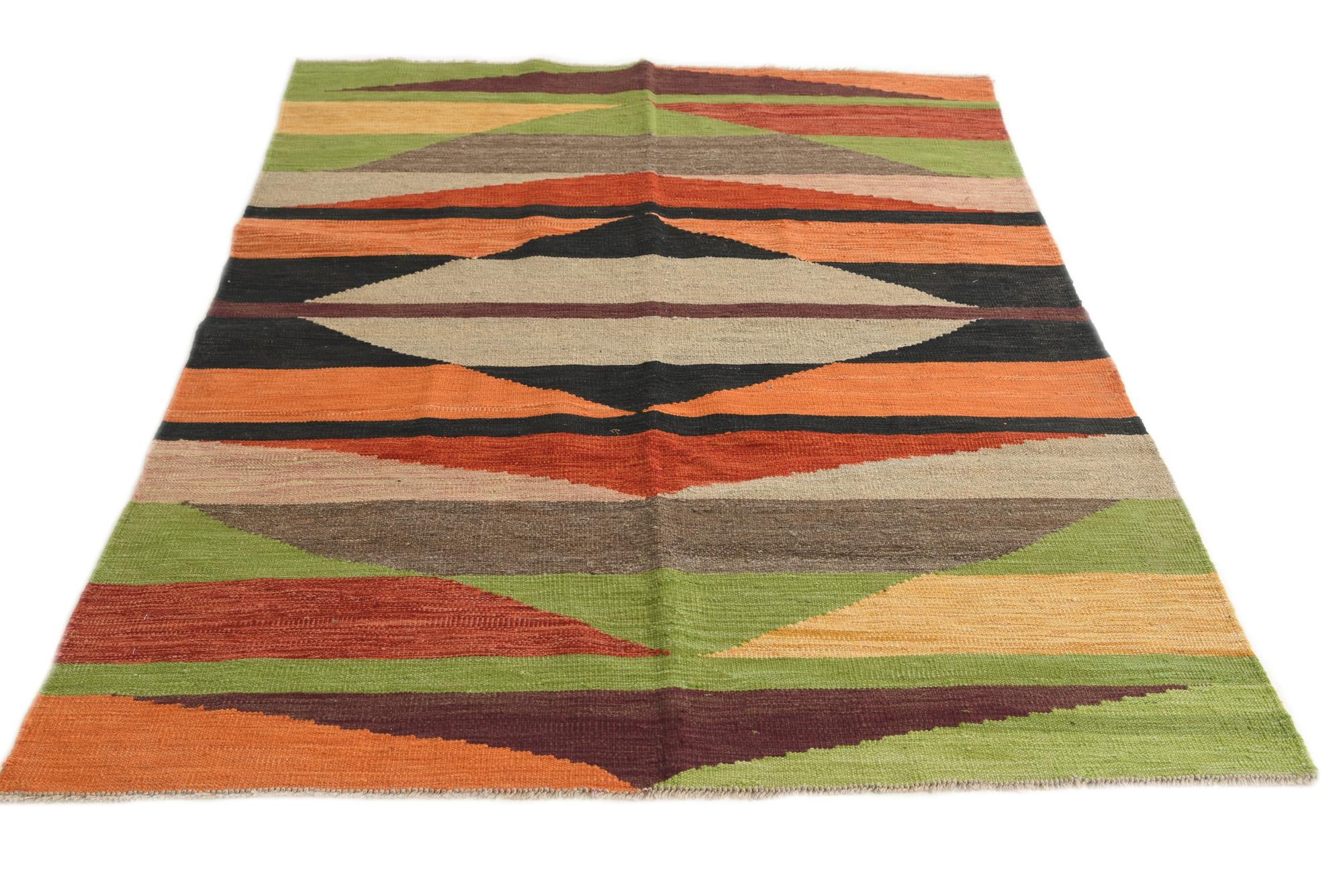 4' 8 x 6' 6 Hand Woven Kilim Modern Wool Rug