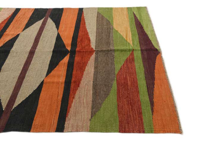 4' 8 x 6' 6 Hand Woven Kilim Modern Wool Rug