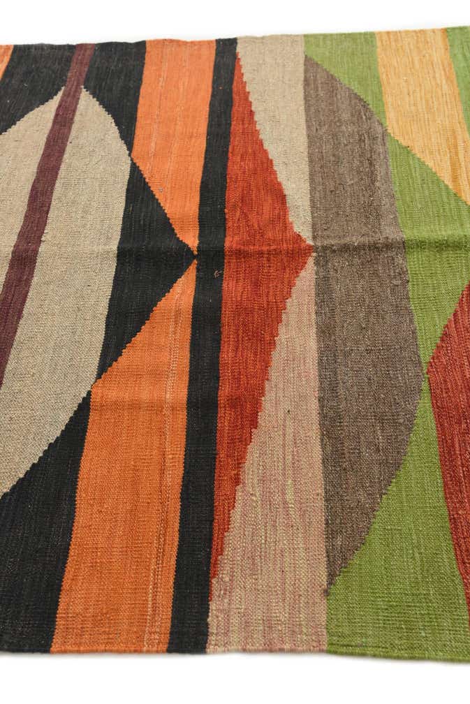 4' 8 x 6' 6 Hand Woven Kilim Modern Wool Rug