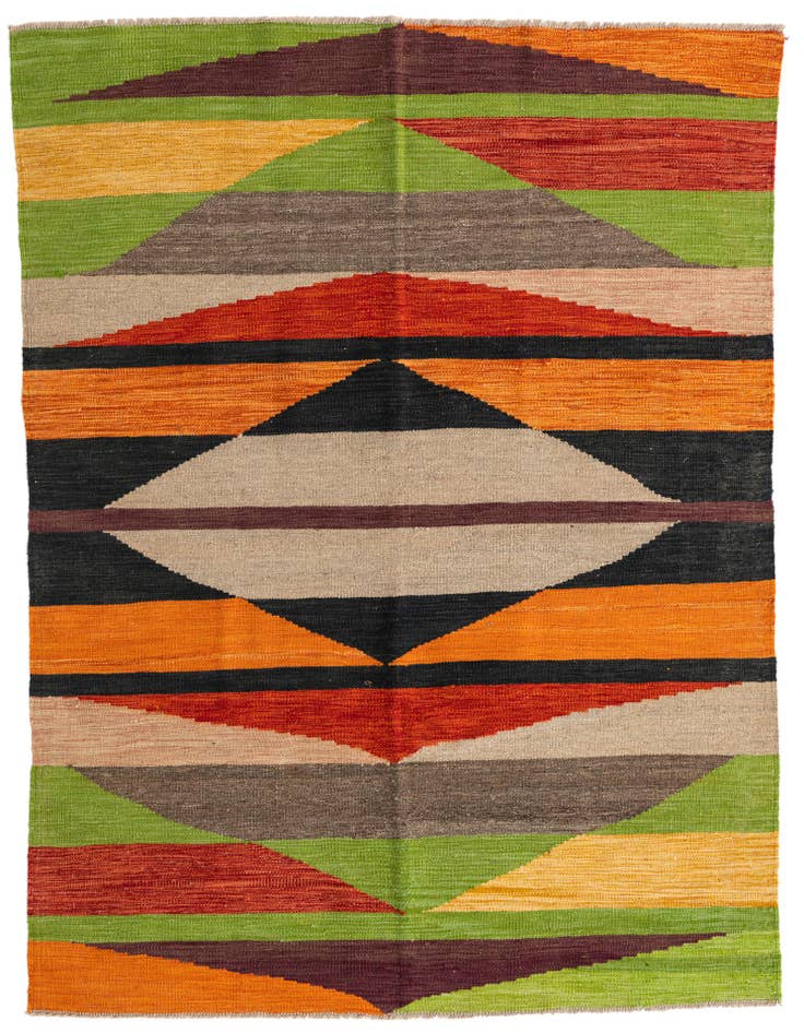 Detail image of 4' 8 x 6' 6 Hand Woven Kilim Modern Wool Rug
