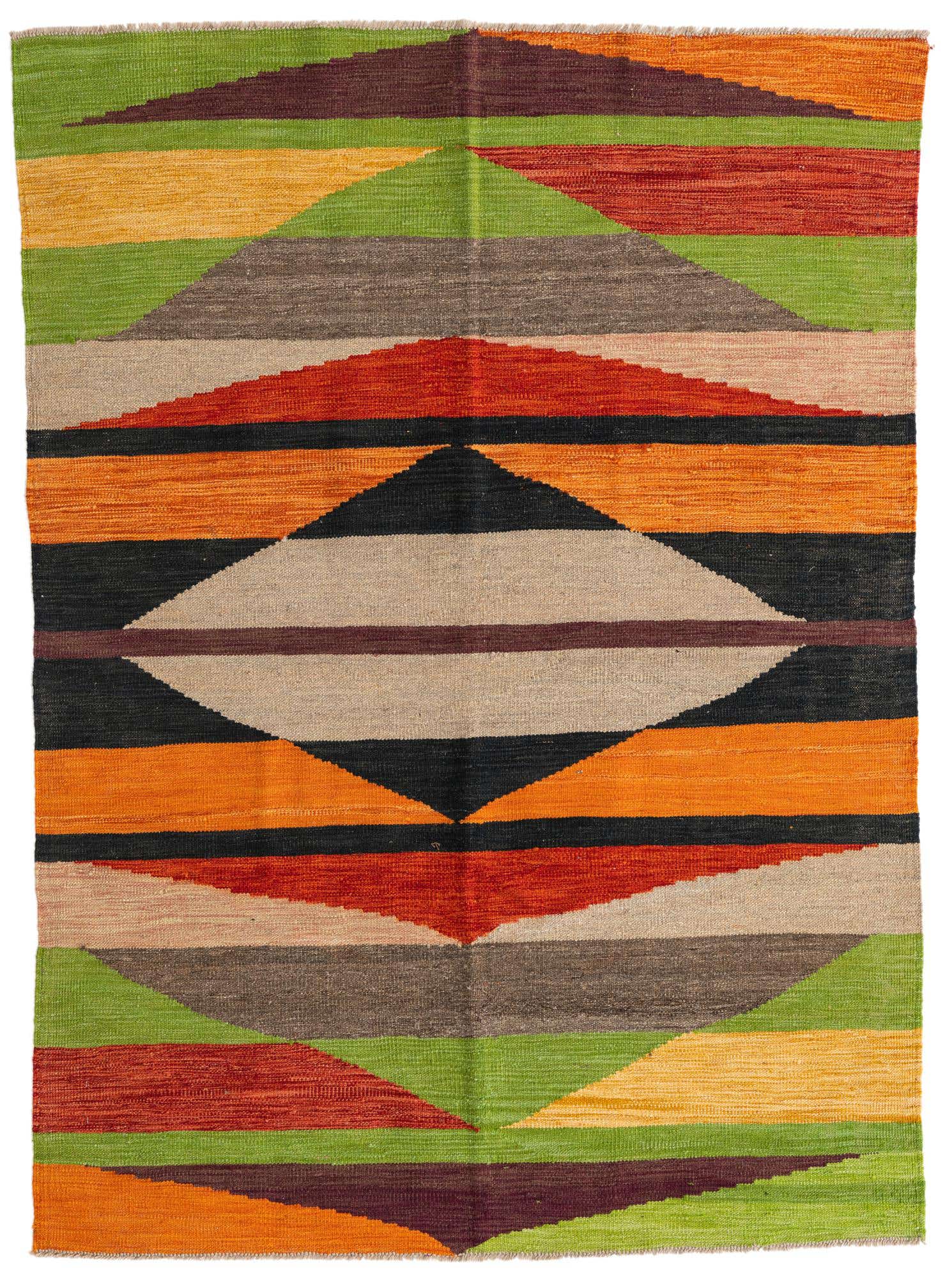 4' 8 x 6' 6 Hand Woven Kilim Modern Wool Rug