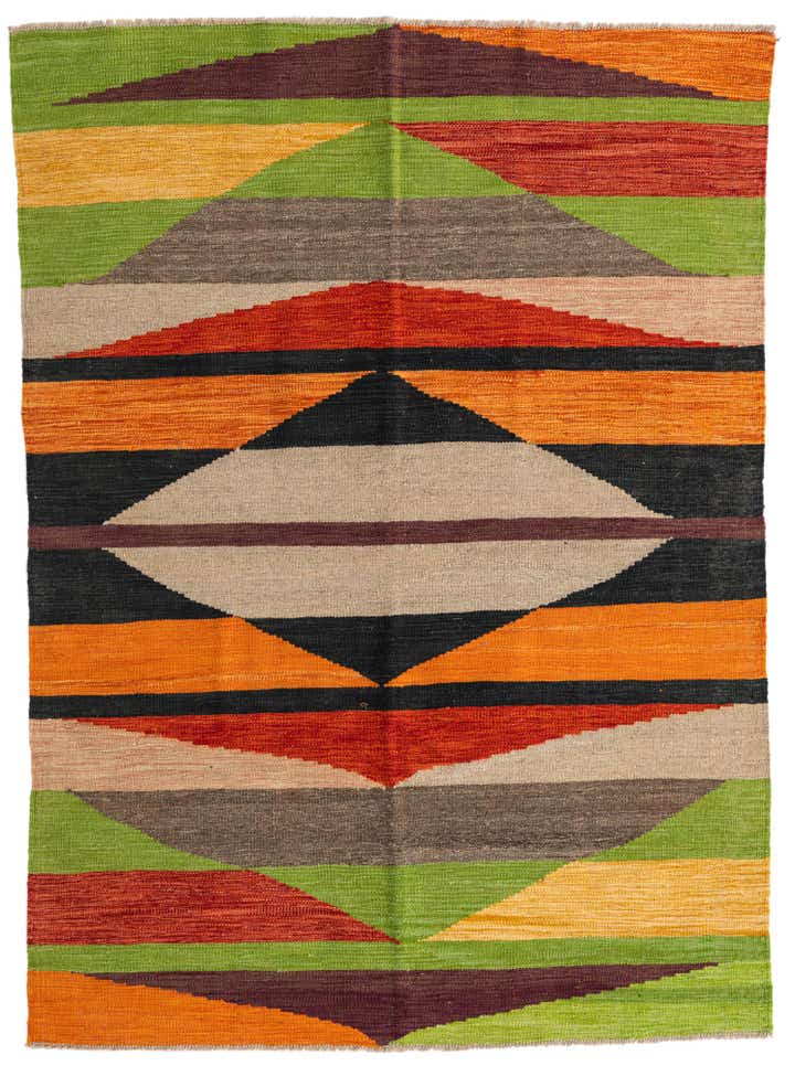 4' 8 x 6' 6 Hand Woven Kilim Modern Wool Rug