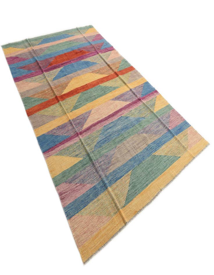 Detail image of 6' 5 x 10'  Hand Woven Kilim Modern Wool Rug