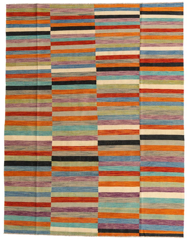 Detail image of 6' 4 x 9' 8 Hand Woven Kilim Modern Wool Rug