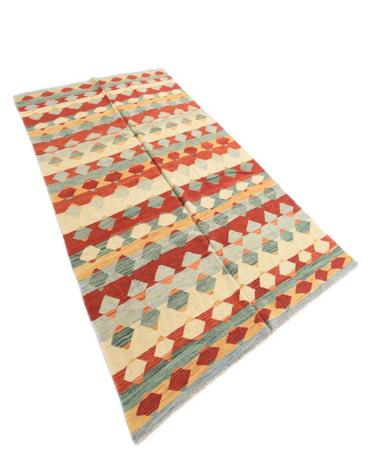 Detail image of 6' 4 x 10'  Hand Woven Kilim Modern Wool Rug