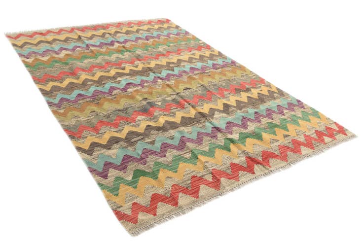 Detail image of 5' 5 x 8' Hand Woven Kilim Modern Wool Rug