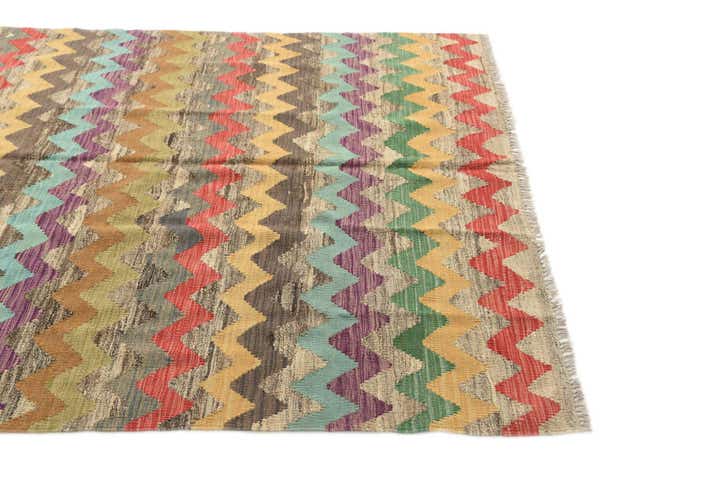 5' 5 x 8' Hand Woven Kilim Modern Wool Rug