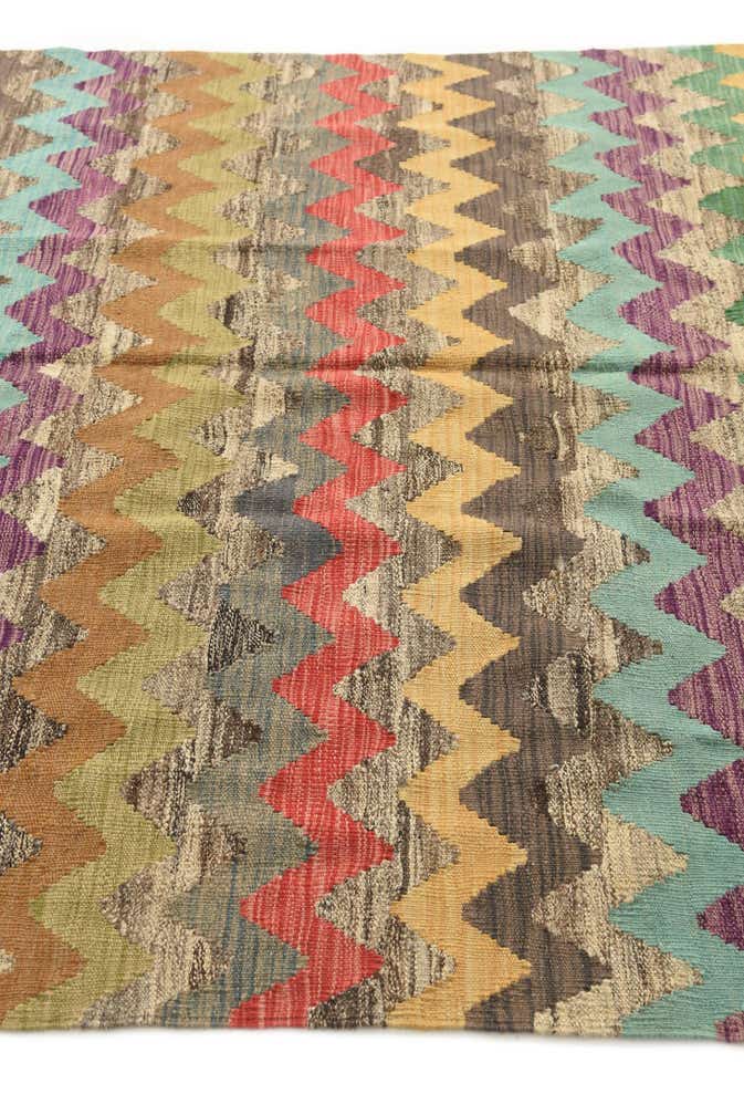 5' 5 x 8' Hand Woven Kilim Modern Wool Rug
