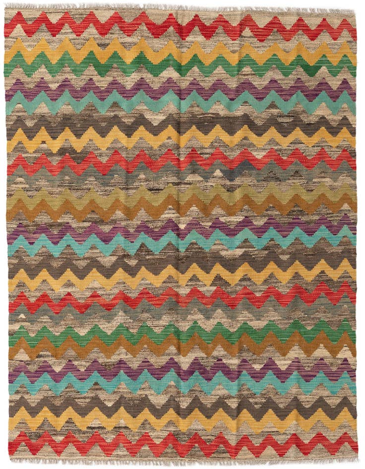 Detail image of 5' 5 x 8' Hand Woven Kilim Modern Wool Rug