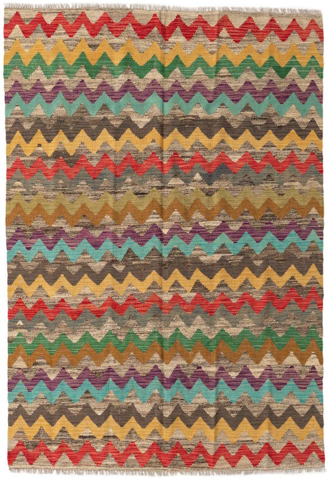 Detail image of 5' 5 x 8' Hand Woven Kilim Modern Wool Rug