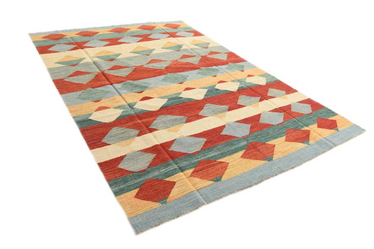 Detail image of 6' 7 x 9' 10 Hand Woven Kilim Modern Wool Rug
