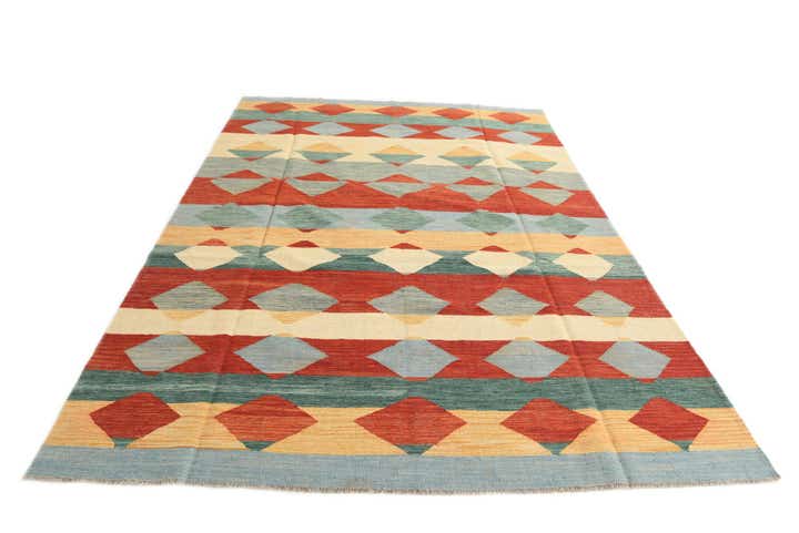 6' 7 x 9' 10 Hand Woven Kilim Modern Wool Rug